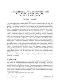 Kondisi yang sama juga berlaku pada masa utsman bin affan. Pdf Analisis Personality Auditor Intern Serta Pengsruhnya Terhadap Kinerja Baitul Mal Wat Tamwil