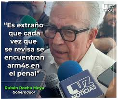 🗣️El #Gobernador de #Sinaloa Rubén Rocha Moya señaló como algo sospechoso  que tras revisiones en el penal de #Aguaruto, Culiacán, encuentren más  arm4s. Aquí la nota https://luznt.mx/Qxe89