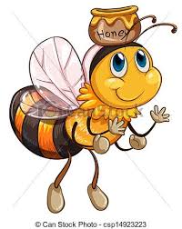 Pote, mel, voando, abelha. Pote, abelha, fundo, ilustração, mel, voando,  branca. | CanStock