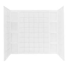 Sterling Ensemble 43 1 2 In X 60 In X 54 1 4 In 3 Piece Direct To Stud Tile Tub And Shower Wall Set In White 71114100 0 Shower Tub Sterling Shower Bathtub Walls