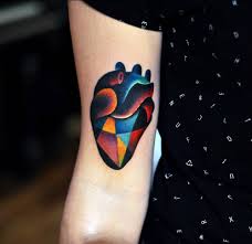 Colorful geometric tattoos are definitely one of the best options out there for a lifetime of satisfaction. Colorful And Geometric Heart Tattoo Tattoogrid Net