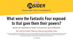 Largest selection of free printable trivia questions and answers on the net. Marvel Entertainment On Twitter Test Your Marvel Knowledge Marvelinsiders Enter The Answer To Trivia Question 4 In The 2018 Twitter Trivia Day 4 On Https T Co Du0ys19j2d Terms Apply Https T Co 5pzlhqenjn