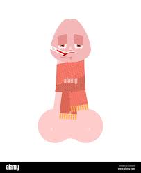 Penis Sick With Scarf and thermometer isolated. ill dick Cartoon Style  Stock Vector Image & Art - Alamy