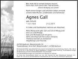 Traueranzeigen von Agnes Gall