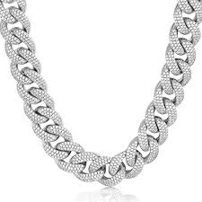 Cuban link chain iced out. Buy Tripod Jewelry 15mm White Gold Plated Iced Out Cuban Link Chain Or Bracelet Hip Hop Gold Chain Miami Cuban Chains Necklace Cz Cuban Bracelets Diamond Cuban Link Choker White Gold