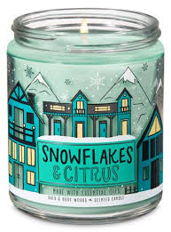 Snowflakes Citrus Single Wick Candle Bath And Body Works Bath Body Works Candles Perfumed Candle Candle Obsession