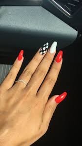 In this video naio nails show how to create a seductive black and red acrylic nail design with white roses. Red And White Long Nails Nail And Manicure Trends