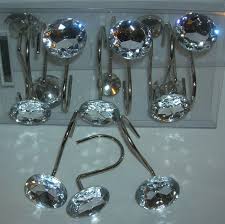 12 Decorative Rhinestone Rolling Shower Curtain Hooks Crystal Clear Bath Accesso Shower Curtain Decor Shower Curtain Hooks Bling Bathroom
