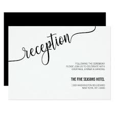 Black And White Invitation Card Modern Black White Wedding Reception Insert Card Zazzle Com White Weddings Reception Black White Wedding Unique Wedding Receptions