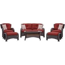 Hampton Bay Laguna Point 4 Piece Brown Wicker Outdoor Patio Deep Seating Set With Standard Quarry Red Cushions 65 516183 The Home Depot Wicker Patio Furniture Wicker Patio Set Resin Wicker Patio Furniture