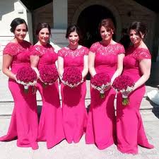 Pin By Caradress On Bridesmaid Dresses Mermaid Prom Dresses Lace Lace Wedding Guest Dress Fuchsia Bridesmaid Dresses