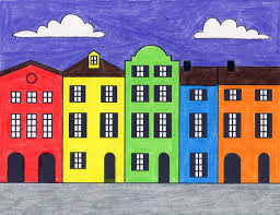 Family coloring pages, people and jobs coloring pages. How To Draw Row Houses Art Projects For Kids