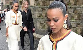 Her mother is puerto rican and her father is a dominican. Zoe Saldana Is The Image Of Class And Sophistication In White Dress At Gucci Cruise 2020 In Rome Daily Mail Online