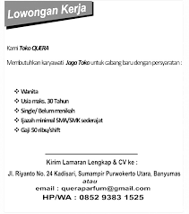 Entdecke rezepte, einrichtungsideen, stilinterpretationen und andere ideen zum ausprobieren. Loker Jaga Toko Cirebon Lowongan Kerja Kurir Dan Penjaga Toko Bintang Tehnik Utama Loker Id Lowongan Kerja Toko Oleh Oleh Ketan Gurih Kampoeng Tjaroeban Dibutuhkan