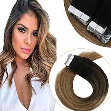 Add length and volume with sunny hair u/nail tip human hair extensions. Amazon Com Vesunny Tape Hair Extensions Balayage Black Ombre Brown Highlighted Blonde Skin Weft Hair Extensions Tape In Remy Human Hair Extensions Balayage Black Tape In Extensions 20pcs 50g Beauty