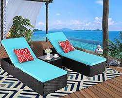 Maybe you would like to learn more about one of these? Amazon Com Htth Outdoor Chaise Lounge Patio Chaise Longue Thick Comfy Cushion Wicker Lounger Chairs 3 Pcs Reclining Chair Set Recliner For Garden Patio Pool Turquoise Patio Lawn Garden
