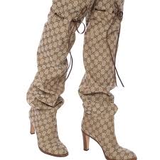 I've paired the jumper with my new snakeskin skirt from zara. Gucci Shoes Gucci Canvas Over The Knee Tan Boot Poshmark