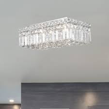 Cascade 4 Light Crystal Ceiling Light Flush Mount 16 Rectangle Modern Art Deco Contemporary Flush Lighting Crystal Ceiling Light Custom Chandelier
