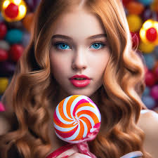 Beautiful girl candy, caramel hair, …" — image created in Shedevrum