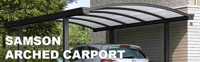 The stratco outback curved roof patio is a unique, sleek, curved roof patio design with a contemporary flair, accentuated by its curved roof which arcs out above the veranda, transforming a drab under covered area into a luxury patio, carport or veranda. Samson Arched Carport Arched Roof Carports Standard Sizes Single Double Carports Samson Awnings