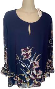 Chicos Navy Blue White Maroon New With Tags Bird Of Paradise Print Blouse Size 16 Xl Plus 0x 51 Off Retail