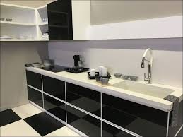 Kitchen Contemporary Black White Wooden Cabinet Match Ceramic Tile Flooring Open Closed Floating Storage K Wooden Cabinets Contemporary Kitchen Dinnerware Sets