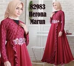 Pastikan anda menggunakan gamis kombinasi batik brokat dengan warna yang senada agar lebih tampak cantik, elegan dan serasi dengan pasangan anda. Inspirasi Baru 27 Baju Pesta Brokat Warna Maroon
