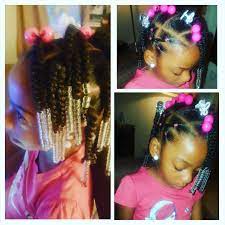 Simple Hair Styles For Little Black Girls Braids Beads And Rubber Bands In Curly Hair Lil Girl Hairstyles Little Girl Ponytails Girls Hairstyles Easy