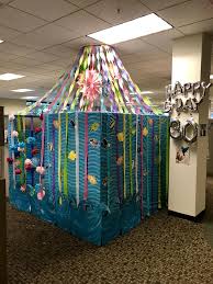 Each set of desks in the office were challenged with decorating their desk. Birthday Cubicle Decorations Under The Sea Ocean Lover Theme Seas The Big Day Artofit