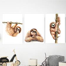 Set Of 3 Sloth Prints 16x24 Digital Download Wall Printables Printable Wall Art Sloth