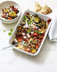 Salmon Tray Bake Recipe Delicious Magazine Recipe Roasted Vegetable Recipes Roasted Vegetables Mediterranean Recipes