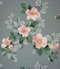 Be sure to check out my frequently asked questions page! 1950 S Vintage Wallpaper Pink Magnolia On Blue Gray Paper Pattern Vintage Vintage Wallpaper Vintage Bird Wallpaper