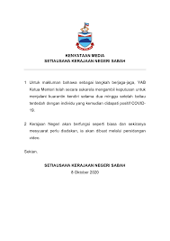 Kerajaan negeri sabah adalah pihak berkuasa yang mengawal sabah, salah satu daripada 13 negeri malaysia, yang berpangkalan di kota kinabalu, ibu negeri. Bernama Tv Ketua Menteri Sabah Datuk Hajiji Noor Jalani Facebook