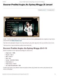 Bocoran Prediksi Angka Jitu Sydney Minggu 20 Januari 2019 Sd Minggu