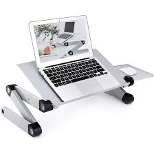 Desks & home office furniture. Rainbean Adjustable Laptop Desk Upgraded Laptop Stand Portable Laptop Table For Bed Ergonomic Lap Desk With Mouse Pad Foldable Computer Table Notebook Riser Vented W 17in Silver Wayfair