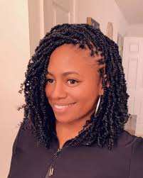 STACY/10-14” Curly Faux Locs Bob Lacefront Wig (1/2 Crochet) from Adena360