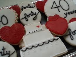 I Made These For A Friends Parent S 40th Anniversary 40th Anniversary Cakes Anniversary Cookies 40th Anniversary Party
