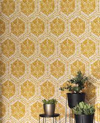 Maybe you would like to learn more about one of these? Kraftig Goldgelb Leuchtende Mustertapete Anouk Gelb Von Casadeco