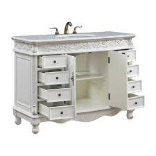 48 Inch White French Country Bathroom Vanity With 8 Drawers And Porcelain Undermo Single Bathroom Vanity French Country Bathroom French Country Bathroom Vanity