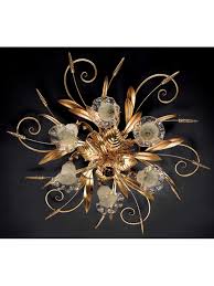 Delicate scrolls on chandeliers and sensuous curves in pendant lamps and ceiling light fixtures create classic beauty. Classic Ceiling Light In Rust Gold Wrought Iron 4 Lights Pl 119 4