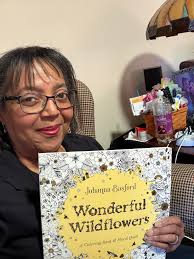 Chalk-style garden coloring book illustrations