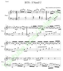 Apianoa Kpop Piano Cover Bts I Need U Piano Sheets Pop Sheet Music Piano Sheet Piano Music Notes