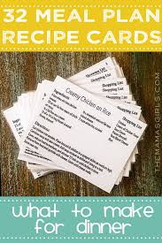 32 Meal Plan Recipe Cards What To Make For Dinner Meal Planning Recipe Cards Family Meal Planning