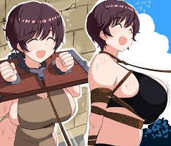 Rule 34 Dev - 1girls bdsm bondage bound breasts brown_hair closed_eyes  femsub happy happy_sub idolmaster idolmaster_cinderella_girls large_breasts  leash oikawa_shizuku open_mouth pillory rebake rebake-1453 restrained  short_hair slave smile solo_female ...