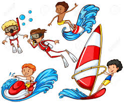 | anuncios basados en intereses | patentes | empleos: Un Dibujo De Un Grupo De Gente Haciendo Deportes Acuaticos En Un Fondo Blanco Ilustraciones Vectoriales Clip Art Vectorizado Libre De Derechos Image 34659369