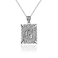 Download 68 letter g diamonds stock illustrations, vectors & clipart for free or amazingly low rates! White Gold Filigree Alphabet Initial Letter G Dc Charm Necklace