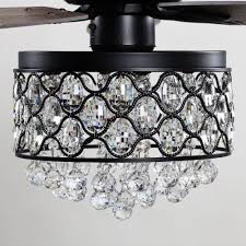 Crystal casa devilletm rubbed white chandelier ceiling fan modern ceiling fans this attractive combination of a ceiling fan and light is very this is one beautiful expensive looking piece, that won't break your decorating budget. Black 4 Light Chandelier 5 Blade Crystal Ceiling Fan With Remote 52 Inch Overstock 31938476