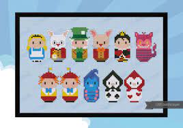The pattern calls for about 48 colors of dmc floss. Alice In Wonderland Digital Cross Stitch Pattern