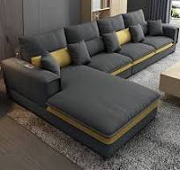 Conjunto de Sofá de Canto Nórdico de Luxo em Tecido Tecnológico para Sala  de Estar Sofá Seccional Moderno em Forma de L