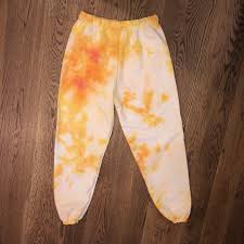Black And Orange Tie Dye Sweatpants Sweatpants Hand Tie Dyed Using Orange Yellow And A Depop Hand Tie Dye Tie Dye Pants Tie Dye Outfits
